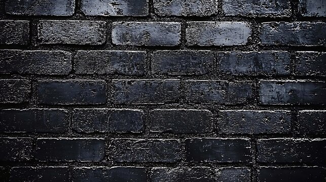 Textured black brick wall surface, modern design and industrial grunge style - Powered by Adobe