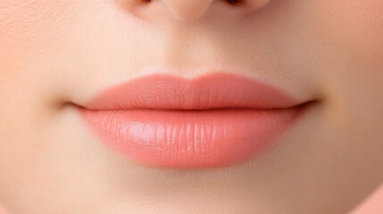 Close-up of smooth, healthy, light pink lips