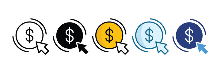 Pay-Per-Click Icon Set Multiple Style Collection