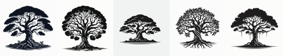Vector of a banyan tree silhouette. © FirdianKrisna