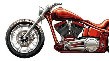 A sleek, modern orange motorcycle with chrome details, isolated against a white background.
