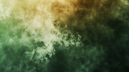Obraz premium Mystic Green And Gold Cloudscape Texture Background, Atmospheric Abstract Art