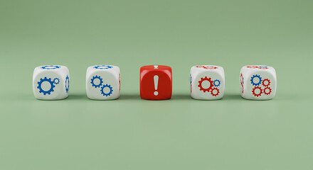 Problem Solving Red Alert Gears Warning Sign Cubes