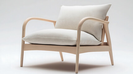 Fototapeta premium A wooden chair with a white pillow on it