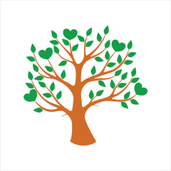 Obraz premium Stylized Green Leaf Tree Vector Illustration