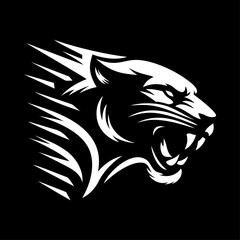 Black panther logo vector illustration template. Simple art icon black and white of ferocious animal