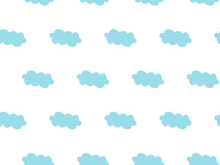 Obraz premium Seamless blue clouds vector pattern. Kids nature background. Perfect for baby products, children s textiles, nursery decor, packaging, playful design projects. Cute style ideal for creating a light