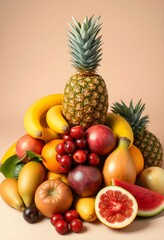 Grande variété de fruits exotiques. Generated Image