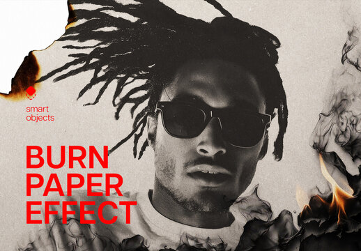 Burn Paper Photo Effect Mockup