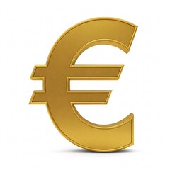 Obraz premium A golden euro symbol, isolated on a white background.