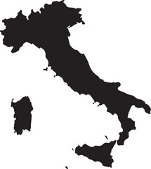 Black silhouette country borders map of Italy on white background of vector illustration
