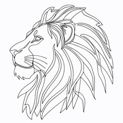 Minimalist one-line lion head illustration with a royal, abstract mane – bold and elegant design for digital use.