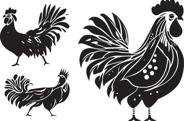 set of black roaster vector