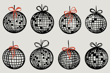 Hand drawn disco ball icon doodle in trendy style vector doodle icon mirror glittering with stars. Ideal for wedding, graduation party design templates