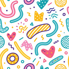 Vibrant abstract shapes seamless pattern