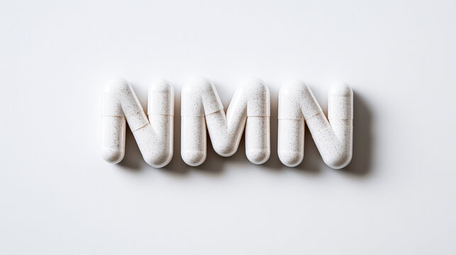 NMN typography in a pill (Nicotinamide Mononucleotide)