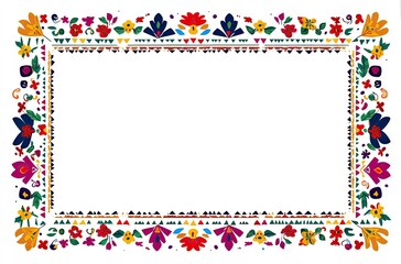 Vibrant Floral Frame with Geometric Patterns for Festive Designs