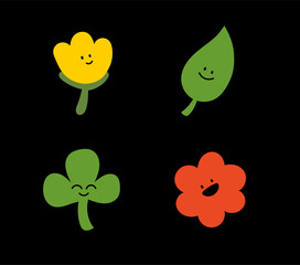 cute floral pattern background for kisd.colored set of vector sticker simple decorative elements. Various icons such as leaf, flower isolated on white background
