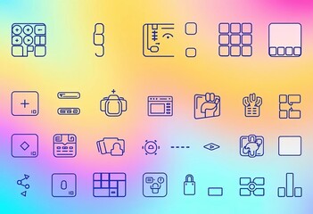 Clean line art icons depicting various computer keyboard keys and keypads, simple, ux