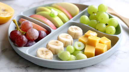 Healthy Kids' Fruit Plate Apples Bananas Grapes Mango Cubes Perfect for a nutritious snack or meal