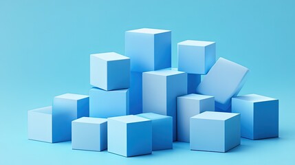 Obraz premium Blue 3D ,Geometric shapes