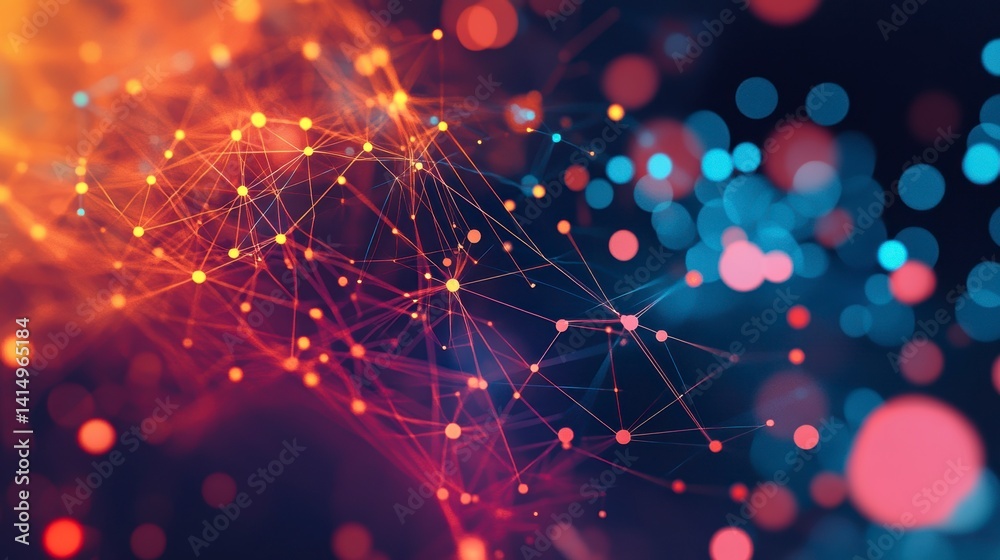 Poster abstract network connection with glowing nodes and lines. (1)
