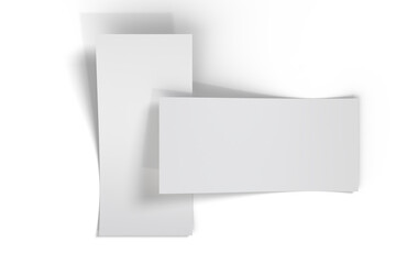 Realistic Dl Flyer Blank Mockup template isolated on background. Empty 3d landscape paper template for flyer, wedding invitation, postcard, gift card, note cards, voucher, greeting card, brochure