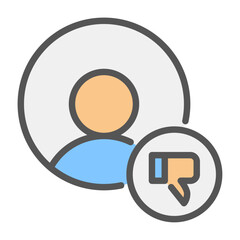 dislike filled outline icon. thumbs down color line illustration.