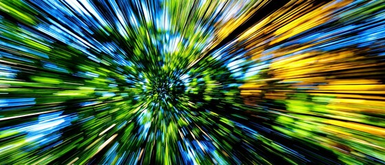 Obraz premium Abstract blurred motion background with green yellow and blue colors.
