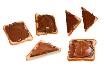 Сhocolate paste sandwich isolated on white background.