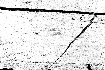 Black grunge texture with cracks and dirt on transparent background, for overlays and vintage effects