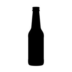 Beer bottle icon in black silhouette style