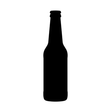 Beer bottle icon in black silhouette style