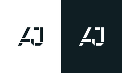 Creative minimal abstract letter AJ logo.
