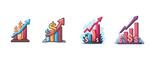 Obraz premium Colorful Upward Trending Bar Graphs Illustrating Financial Growth and Profit Increase