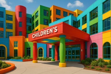 Colorful Hospital Building Designed for Children in Bright Vibrant Colors