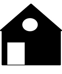 Illustration Black bold line style house icon, often used to represent the 