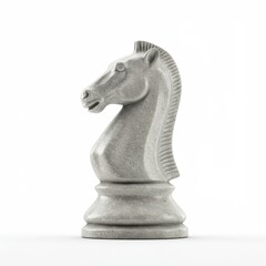 Chess knight white granite isolated on a white