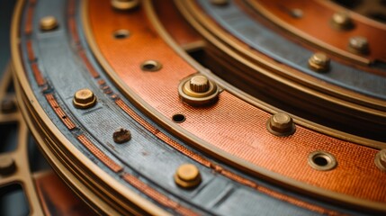 Vintage film reel with celluloid texture, warm light on metal details, evoking cinematic nostalgia