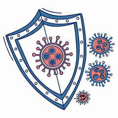 Virus protection shield design with pathogens illustration  