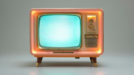 Vintage TV with abstract glow, evoking nostalgic retro charm