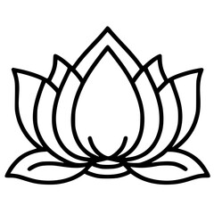 Silhouette of Waisak celebration flower decoration one line art