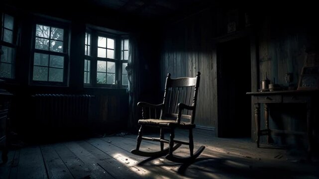 empty rocking chair continues to rock by inertia
