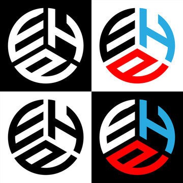 EHP circle letter logo design with circle and ellipse shape. EHP ellipse letters with typographic style. The three initials form a circle logo. EHP Circle Emblem Abstract Monogram Letter Mark Vector.	
