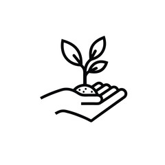hand holding plant and watering plant. Caring of environment concept. Love Earth. Happy Earth day icons.