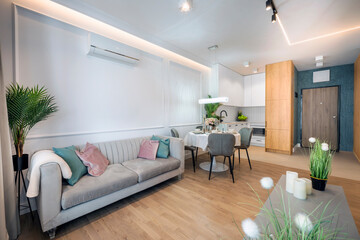 Stylish modern kitchen and dining area
