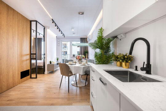 Stylish modern kitchen and dining area
