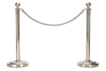 PNG Silver stanchion poles with rope for event crowd control