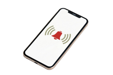 PNG Smartphone displaying notification alert icon with sound waves