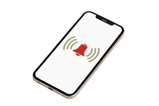 PNG Smartphone displaying notification alert icon with sound waves - Powered by Adobe